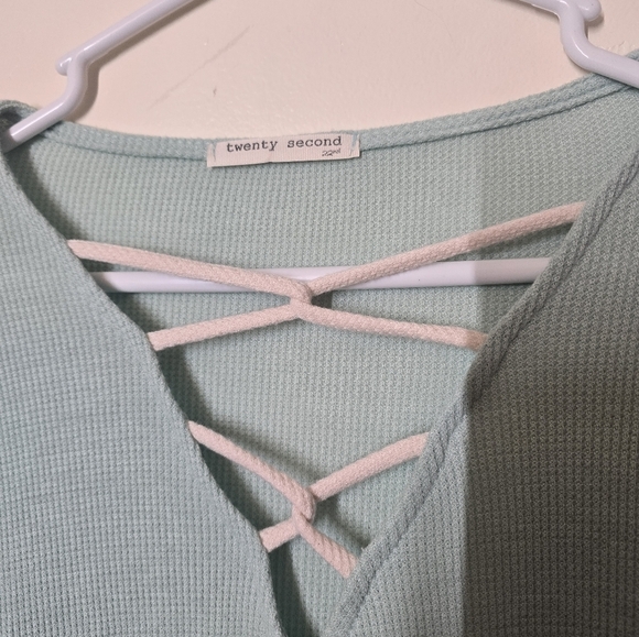 Twenty Second Color Block Sweatshirt - Mint, White, Pink - Picture 2 of 3